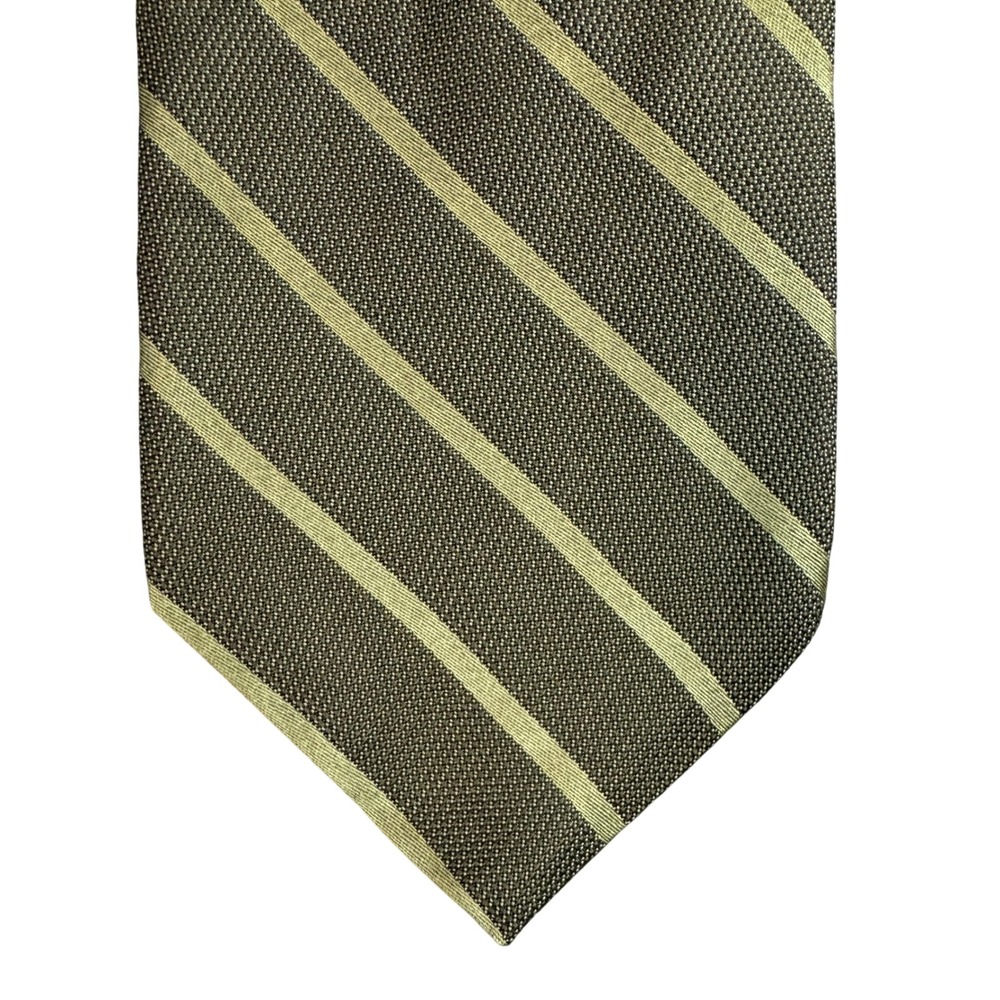 Nautica Mens Silk Tie Olive Green Sage Striped Made in USA Classic Necktie